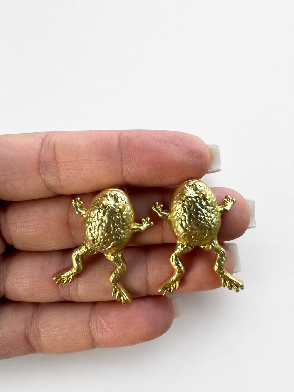 Gold Frog Figurine Earring